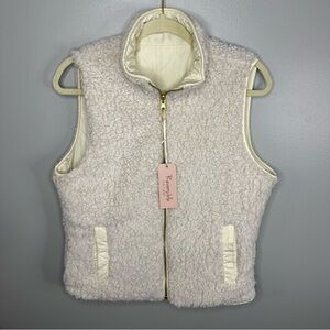 Love Tree NWT Ivory Reversible Faux Fur/Quilted Vest Jacket Women’s Size Medium